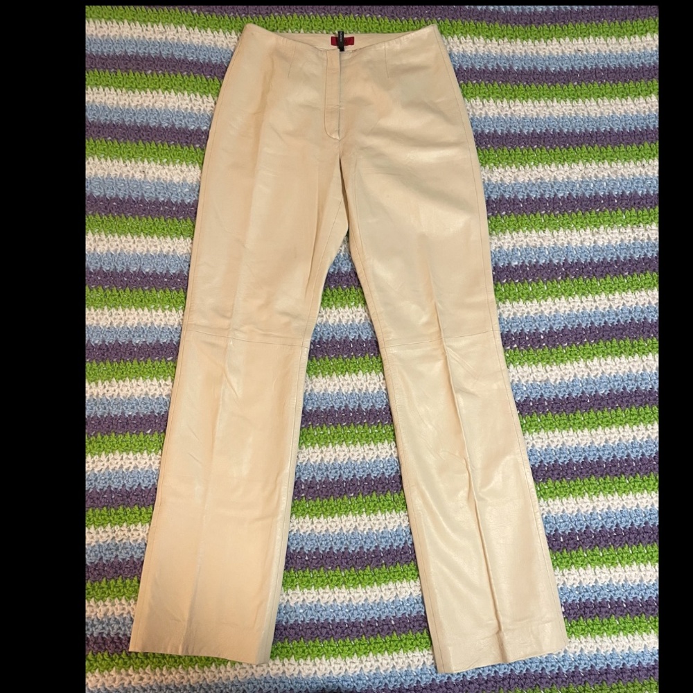 Vintage Hugo Boss Red Label Genuine Lamb Skin Cream Pants Slacks Waist 26/27